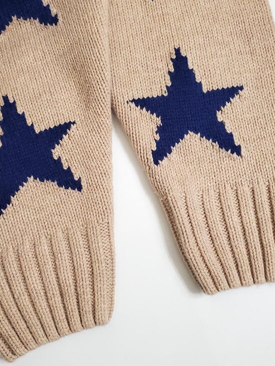 RAILS Womens Rhea Sweater Small Camel Cobalt Stars Full Zip Cardigan Wool Blend - Picture 9 of 15